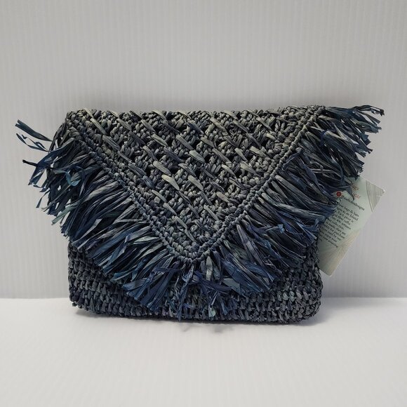 👜 NWT Shebobo Raffia Clutch 👜 - Picture 1 of 7